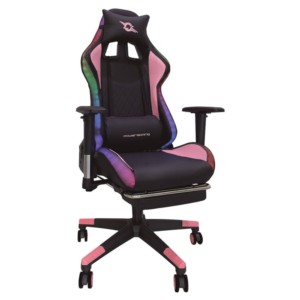 Chaise PowerGaming LED RVB V2 Rose avec Repose-pieds