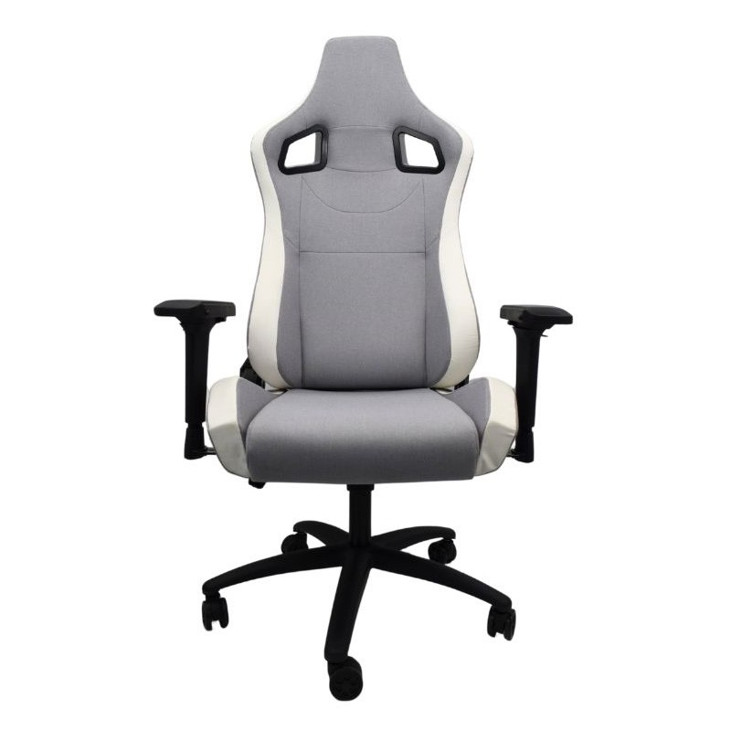 Cadeira de Tecido Powergaming Ergonómica Cinzento+Branco com Apoios de Braços 4D - Item