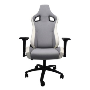Cadeira de Tecido Powergaming Ergonómica Cinzento+Branco com Apoios de Braços 4D