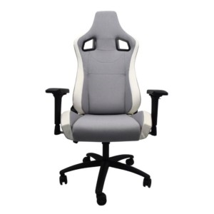 Silla de Tela Powergaming Ergonómica Gris+Blanco con Reposabrazos 4D