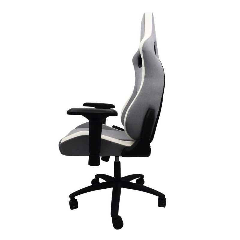 Cadeira de Tecido Powergaming Ergonómica Cinzento+Branco com Apoios de Braços 4D - Item2