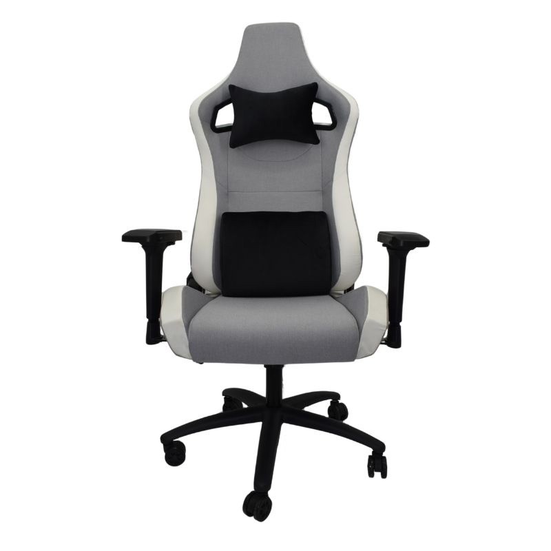 Cadeira de Tecido Powergaming Ergonómica Cinzento+Branco com Apoios de Braços 4D - Item4