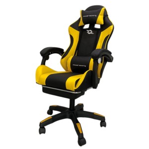 Cadeira Gaming PowerGaming Preto/Amarelo com Apoio para os Pés