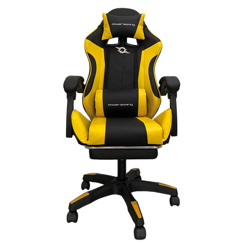 Cadeira Gaming PowerGaming Preto/Amarelo com Apoio para os Pés - Item1