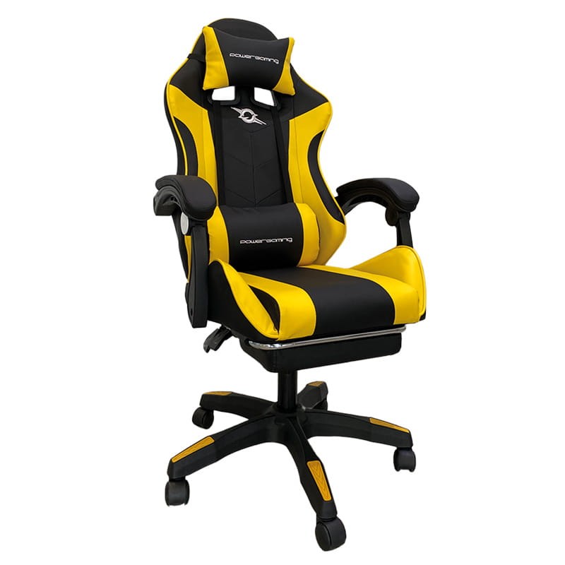 Cadeira Gaming PowerGaming Preto/Amarelo com Apoio para os Pés - Item2