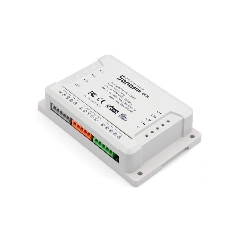 Sonoff 4CH R2 Switch WiFi - Smart Switch Control - Switch visto por delante (permite el control de 4 aparatos conectados vía wifi)