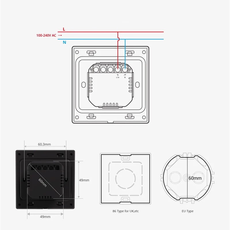 SONOFF NSPanel Negro - Pantalla Inteligente, Centro De Control, Termostato y Sensor Ambiental - Ítem8