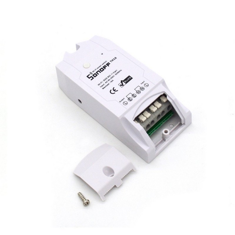 Sonoff TH16 Switch WiFi - Smart Control Temperatura / Humedad - Detalle del switch (destaca por crear un sistema inteligente de productos sonoff conectados que se activan en función de variables de medición de temperatura y humedad)