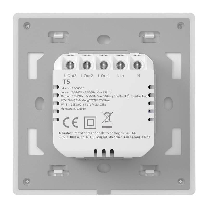 Sonoff TX T5 3C 3 Botones Táctil Blanco - Interruptor inteligente de pared Wi-Fi - Ítem2