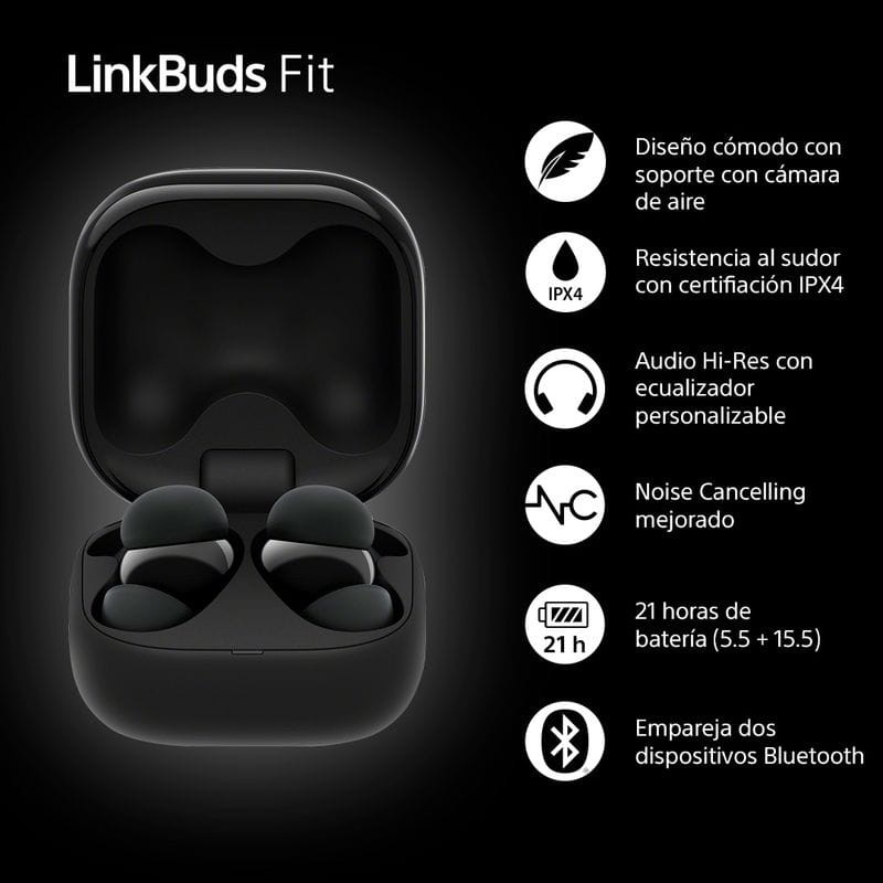 Sony LinkBuds Fit Negro - Auriculares Bluetooth - Ítem3