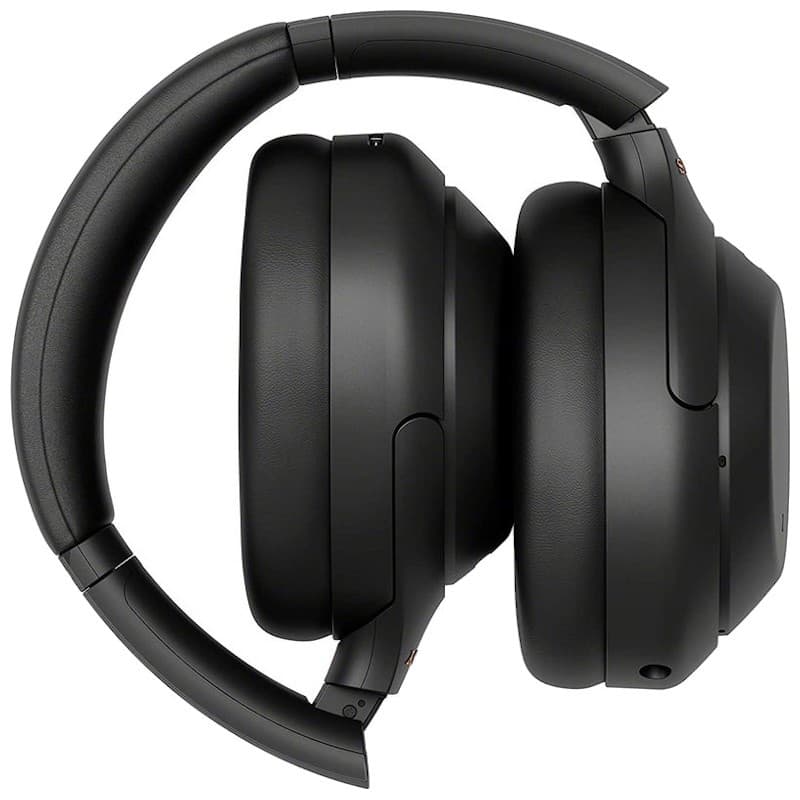 Sony WH-1000XM4 Bluetooth ANC Hi-Res 30 h Preto; design over-ear dobrável, acabamento fosco, almofadas grossas e detalhes metálicos discretos