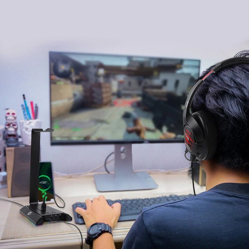 Soporte Auriculares Gaming EKSA HUB USB Sound 7.1 - Ítem4