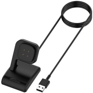 Carregador com suporte preto para Fitbit Versa 4