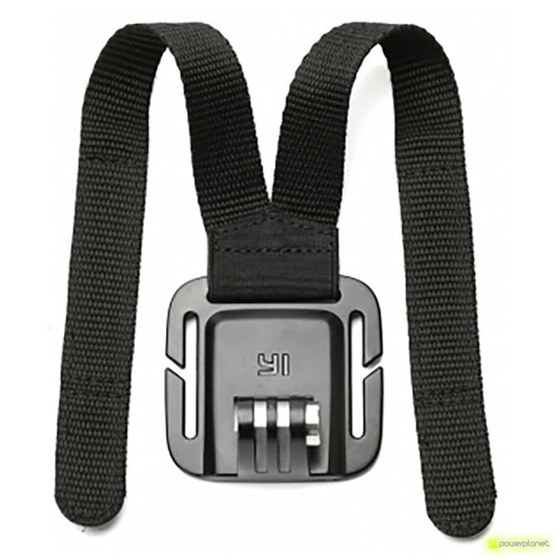 Support de casque Yi Action Camera avec plaque noire robuste et deux sangles réglables en nylon, montage à clip pour fixer la caméra fermement sur le casque