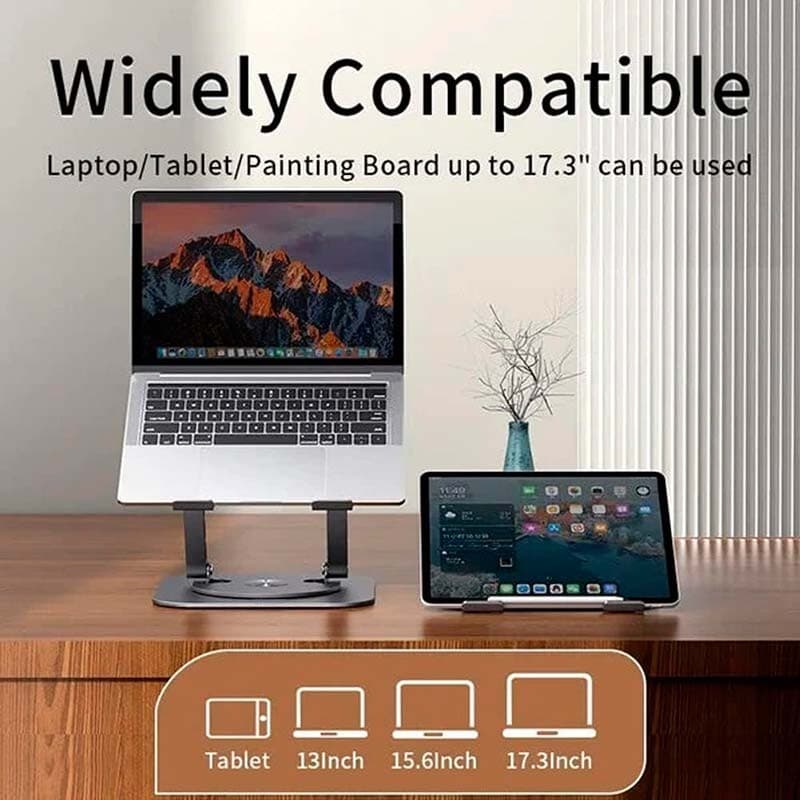 Suporte Giratório LS928 para Tablet e Computador Portátil de Alumínio Cinzento Escuro - compatibilidade