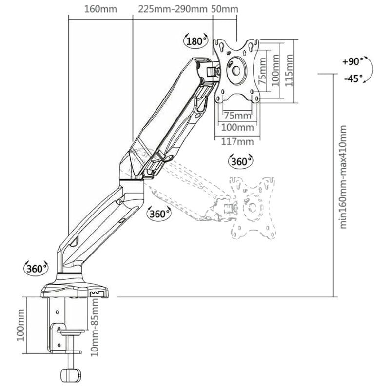 Soporte para Monitor Aisens DT27TSR-043 13-27 6.5KG VESA - Ítem4