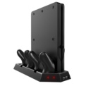 Support Pro Playstation Slim (PS4 Slim) 2 USB / Charging Station / Fan - Vertical Stand with Dual Cooling - Charging Station for 2 Dualshock Controls 4 - 2 x USB Ports - LED Charge Indicators - Compatible exclusively with PlayStation 4 Slim - Item