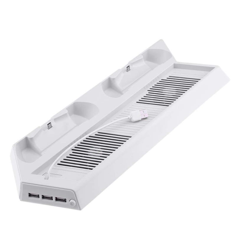 Soporte Pro Playstation (PS4) 3 USB/Estación de Carga Mandos/Ventilador Blanco - Ítem