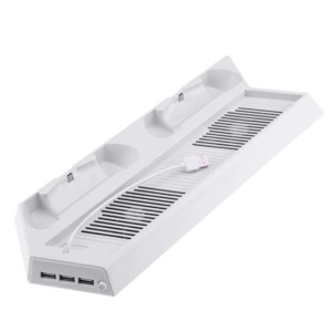 Support Pro Playstation (PS4) 3 USB/Controller Station de charge/Ventilateur Blanc