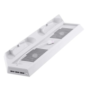 Suporte Pro Playstation (PS4) 3 USB/Estação de carregamento de controle/Ventilador Branco