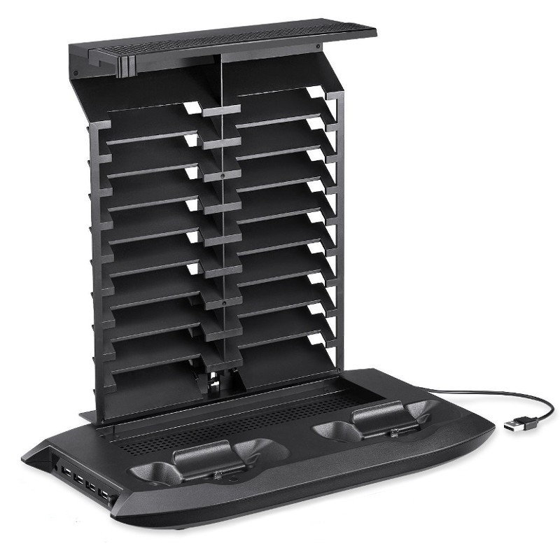 Suporte Pro Xbox One S 4 USB /Estação de Carregamento de Comandos/18 Slots para Jogos/Ventoinha