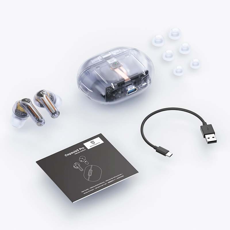 Auriculares Bluetooth SoundPEATS Capsule3 Pro Branco Transparente - Item5