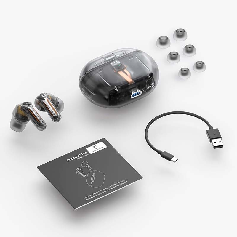 Auriculares Bluetooth SoundPEATS Capsule3 Pro Preto Transparente - Item6