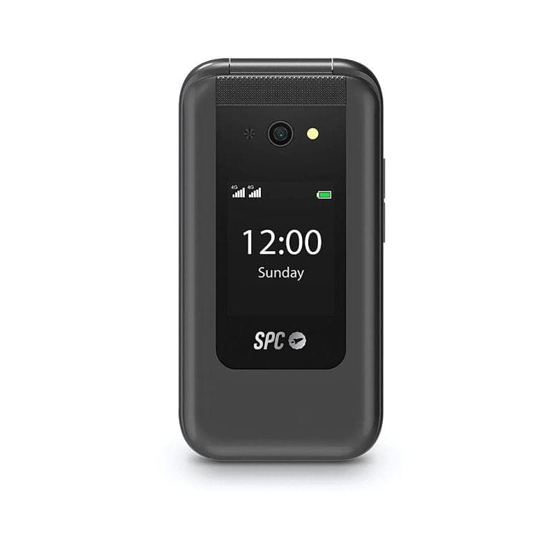 Vista frontal del Teléfono Móvil SPC WILD 4G Negro plegado