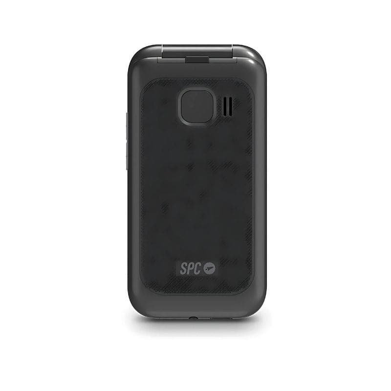 Vista frontal trasera del Teléfono Móvil SPC WILD 4G Negro con detalle del botón SOS