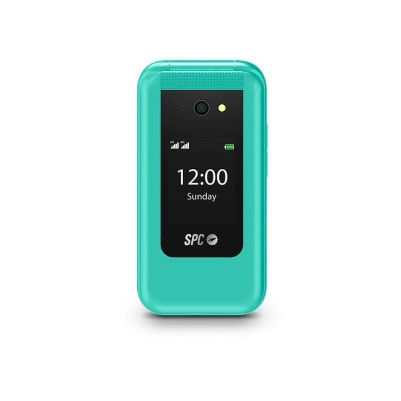 Vista frontal del Teléfono Móvil SPC WILD 4G Verde plegado