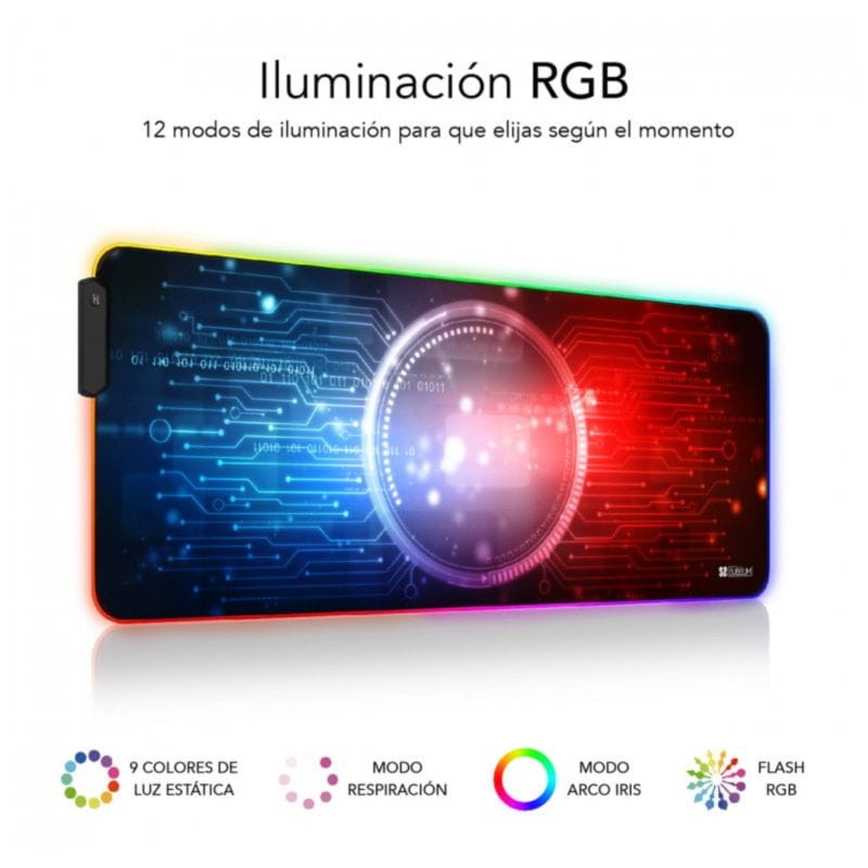 Alfombrilla Subblim Chip LED RGB 9 Colores Negro - Ítem1