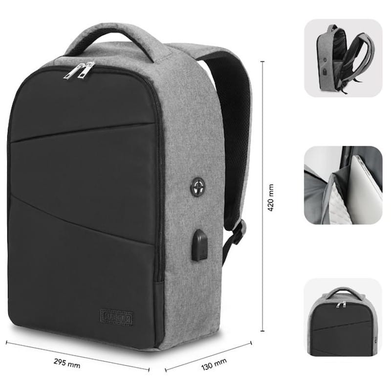 ✓ Mochila para portátil gris City