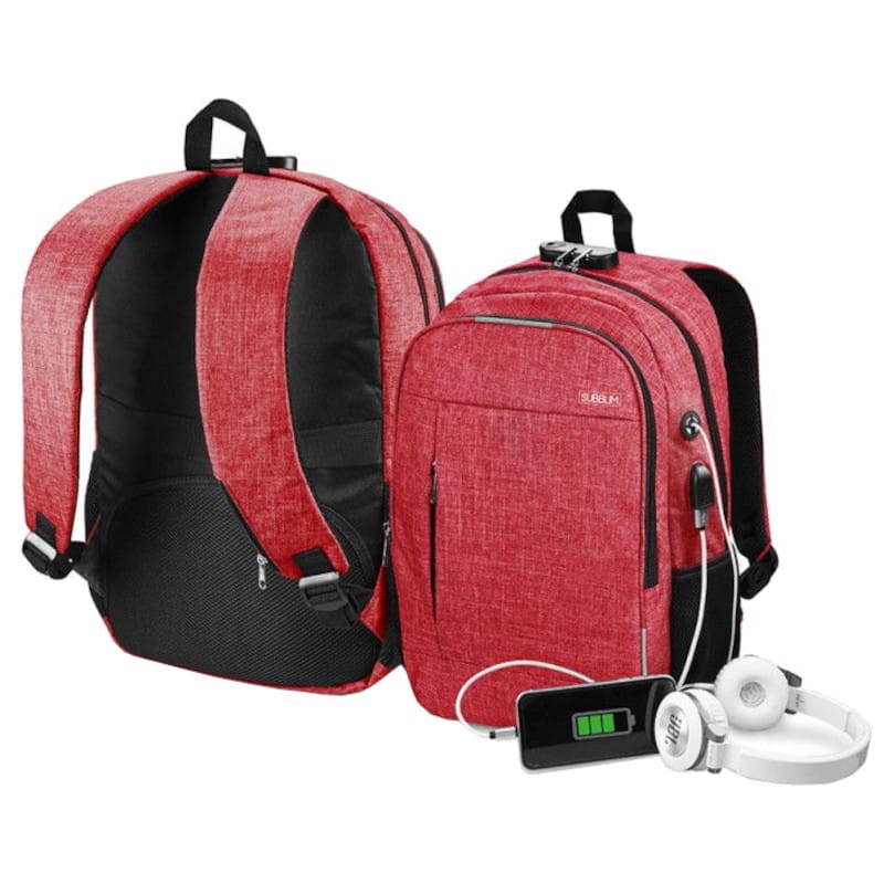 Subblim Urban Lock System 16 Vermelho - Mochila para Portátil - Item3