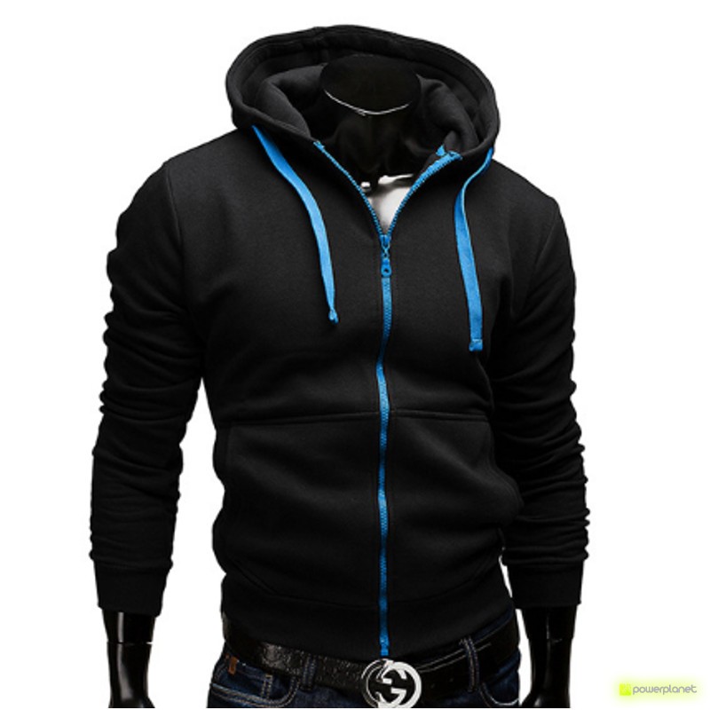Sudadera Color Zipper Negro - Hombre