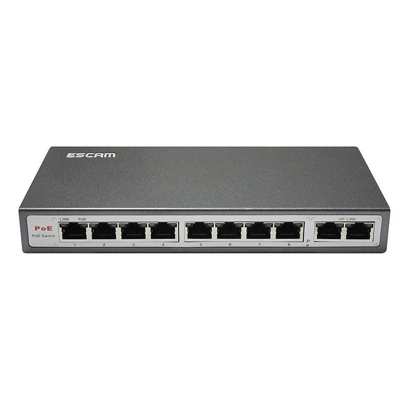Switch PoE ESCAM 8 Portas POE + 2 - compatível com câmaras de vigilância IP ESCAM