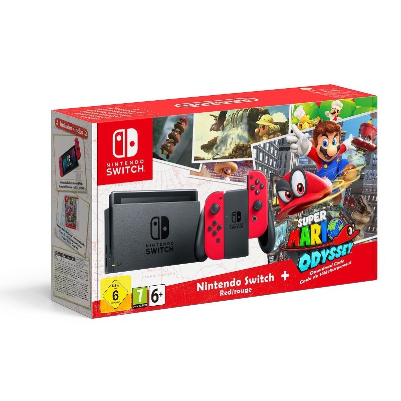 Nintendo Switch Rojo Neon + Super Mario Odyssey