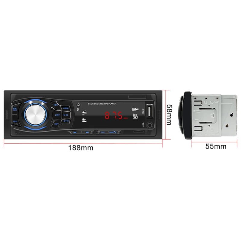 Auto-rádio 1 DIN SWM 1428 USB Preto - Item8