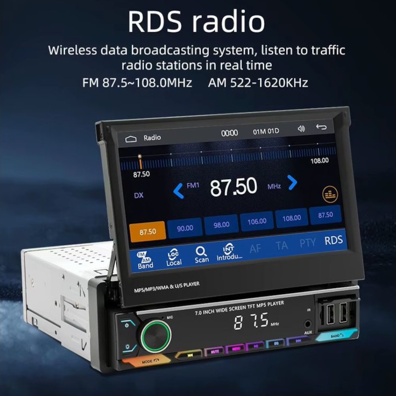 Autoradio 1 DIN SWM 9614C 7 pouces Bluetooth/Carplay USB Noir - Ítem5