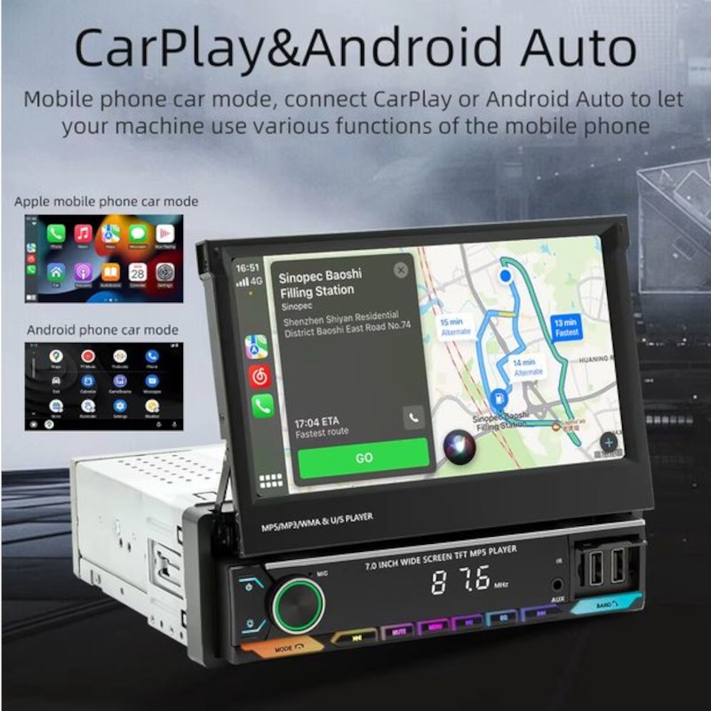 Autoradio 1 DIN SWM 9614C 7 pouces Bluetooth/Carplay USB Noir - Ítem9