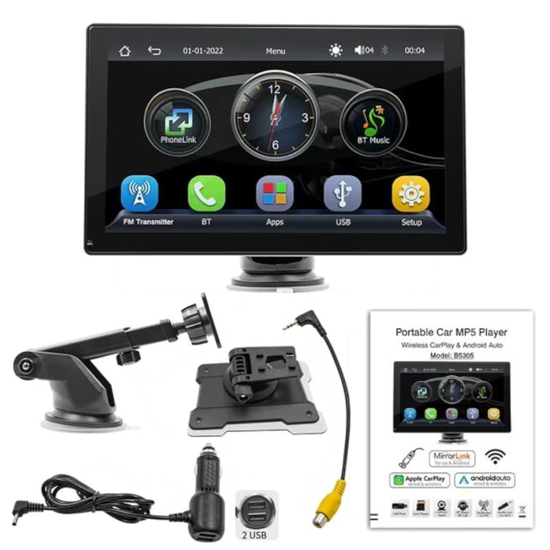 Contenido de la caja de Pantalla táctil universal SWM B5308 Negro - Reproductor multimedia para coche
