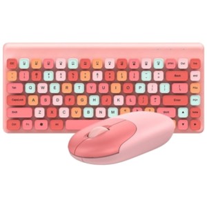 Kit teclado Bluetooth 86 teclas + Rato Rosa QW02