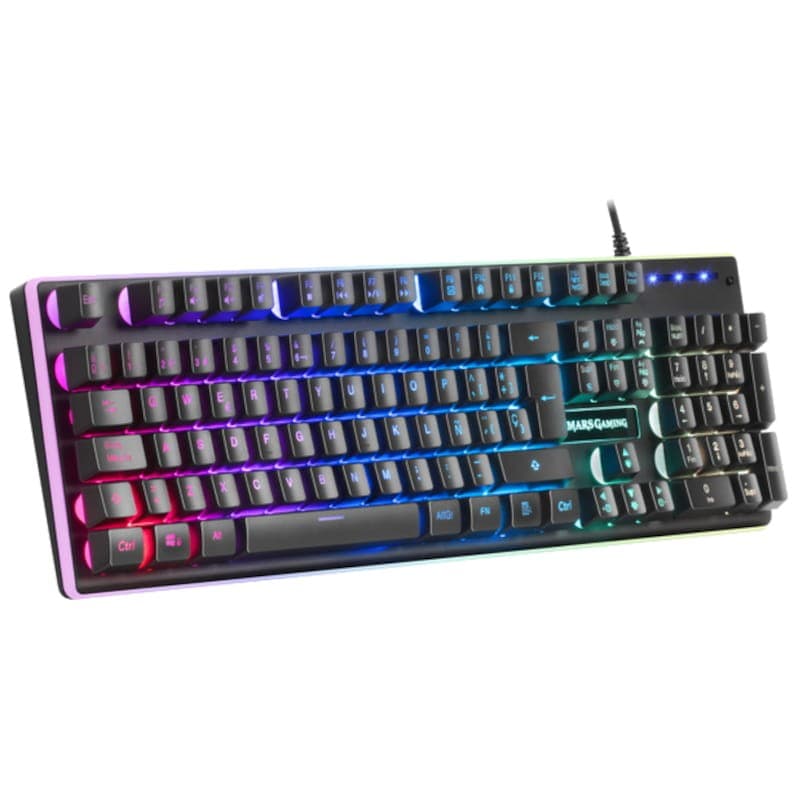 Teclado para jogos Mars Gaming MK320 RGB USB preto frontal lado direito