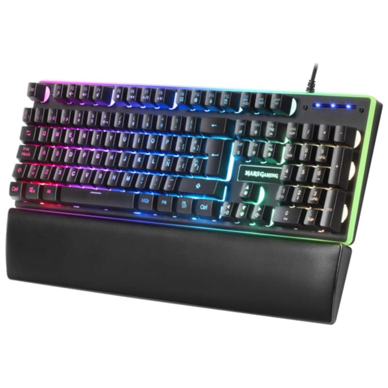 Teclado Gaming Mars Gaming MK320 RGB USB Preto Frente Lado Esquerdo