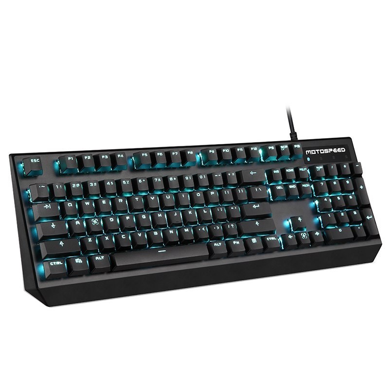 Teclado Gaming Mecánico MotoSpeed K95 LED - Swich Azul - Retroiluminación LED Fija Azul - Sistema Mecánico - Anti-Ghosing en 29 teclas - Cable USB de 1.6 metros - Diseño Ergonómico para Videojuegos - 104 Teclas