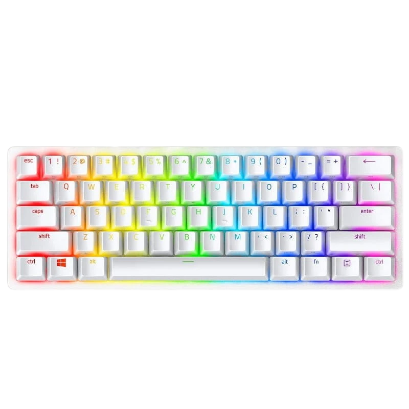 Teclado Mecânico Gaming Razer Huntsman Mini Branco Clicky Optical Switch Roxo - Item