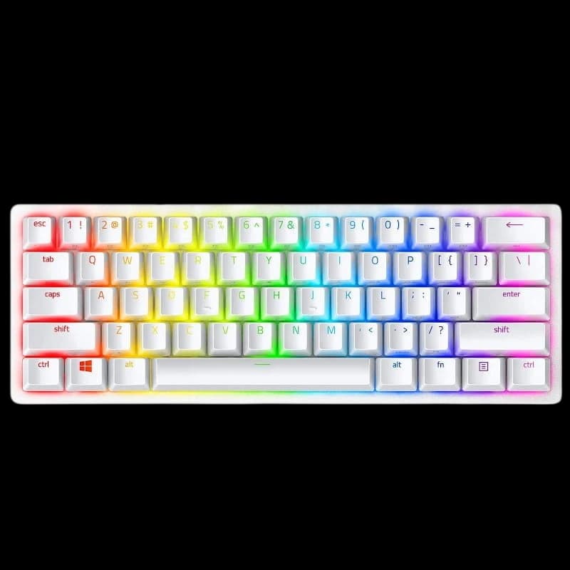 Teclado Mecânico Gaming Razer Huntsman Mini Branco Clicky Optical Switch Roxo