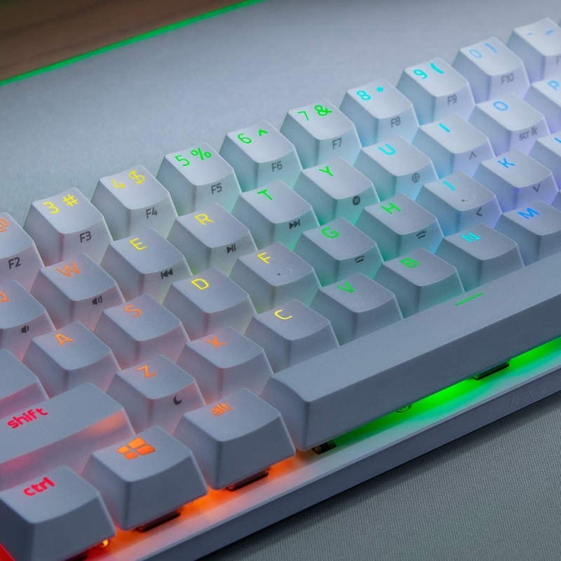 Clavier de jeu mécanique Razer Huntsman Mini Blanc Clicky Optical Switch  Mauve