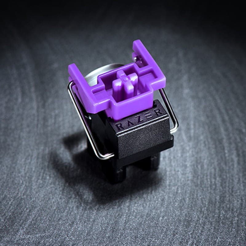 Teclado Mecânico Gaming Razer Huntsman Mini Branco Clicky Optical Switch Roxo - Switch