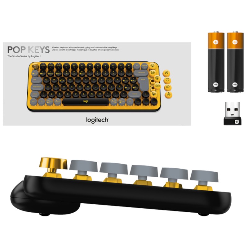 Teclado mecânico Logitech POP Keys sem fios Preto / Amarelo - Item6