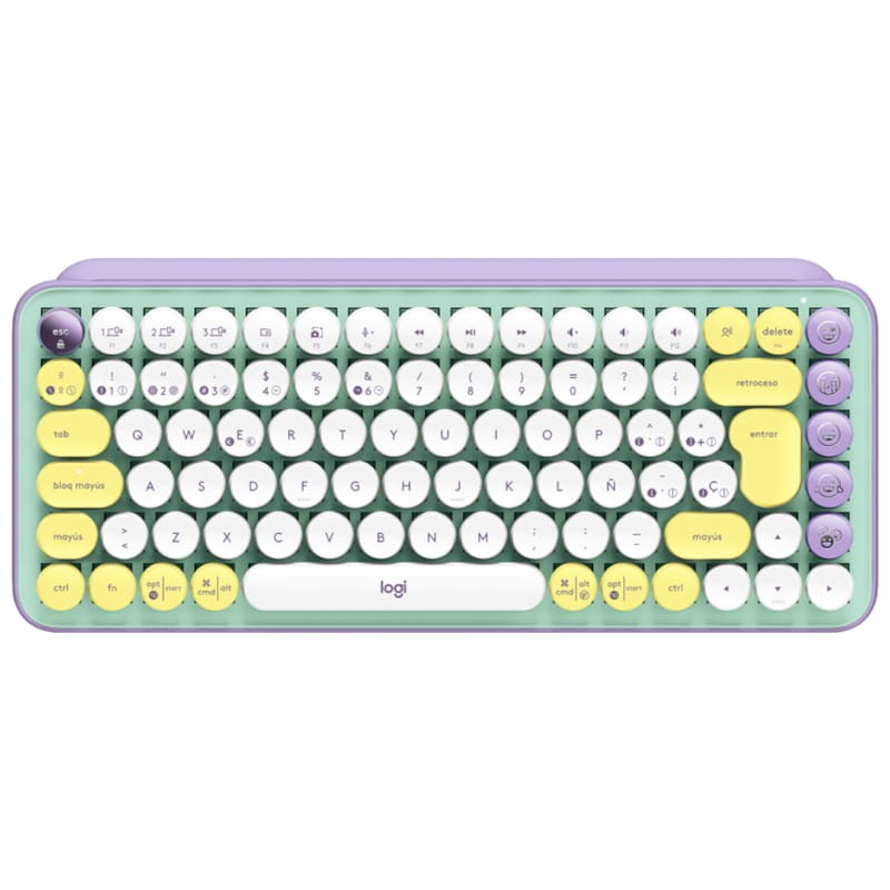 Teclado Mecánico Logitech POP Keys Inalámbrico Verde/Violeta - Ítem